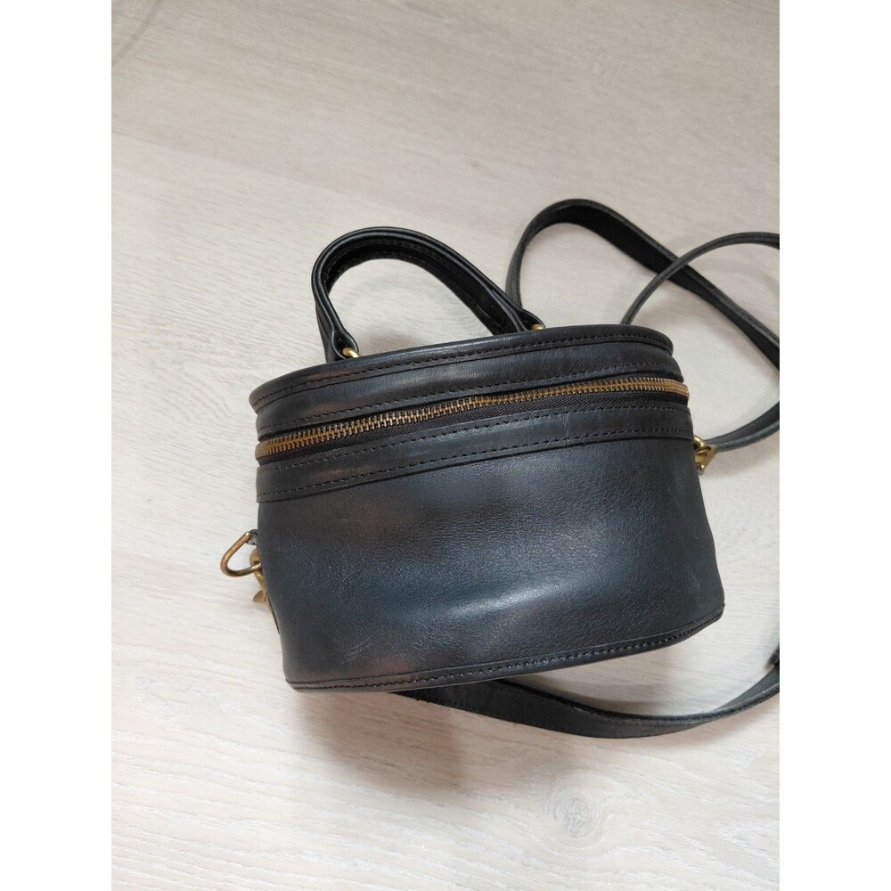 Vintage Coach Navy Blue Leather Trail Bag  Brass Hardware Detachable Strap USA - Picture 3 of 16